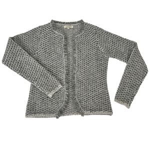 Cocogio Italian Grey Knit Mohair Wool Fringe Open Front Fringe Sweater Blazer S